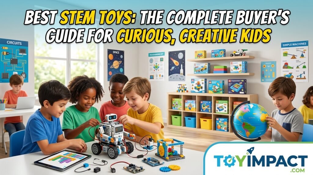Best STEM Toy Guide - kids playing with building and coding toys