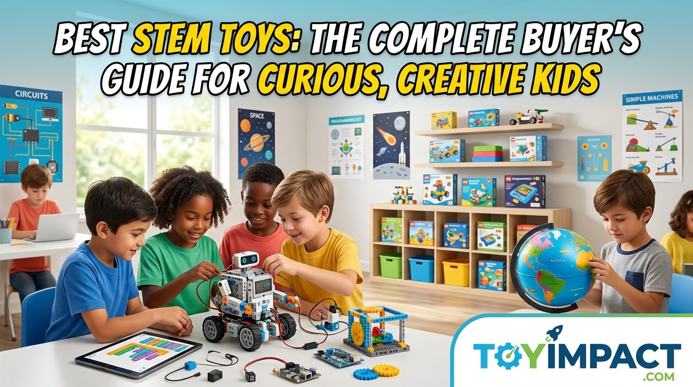 Best STEM Toy Guide - kids playing with building and coding toys